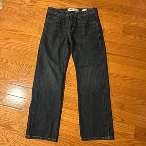 Dark wash Levi’s 505 straight jeans